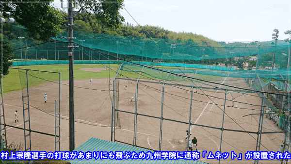 村上宗隆選手の打球があまりにも飛ぶため九州学院に通称「ムネット」が設置された伝説！